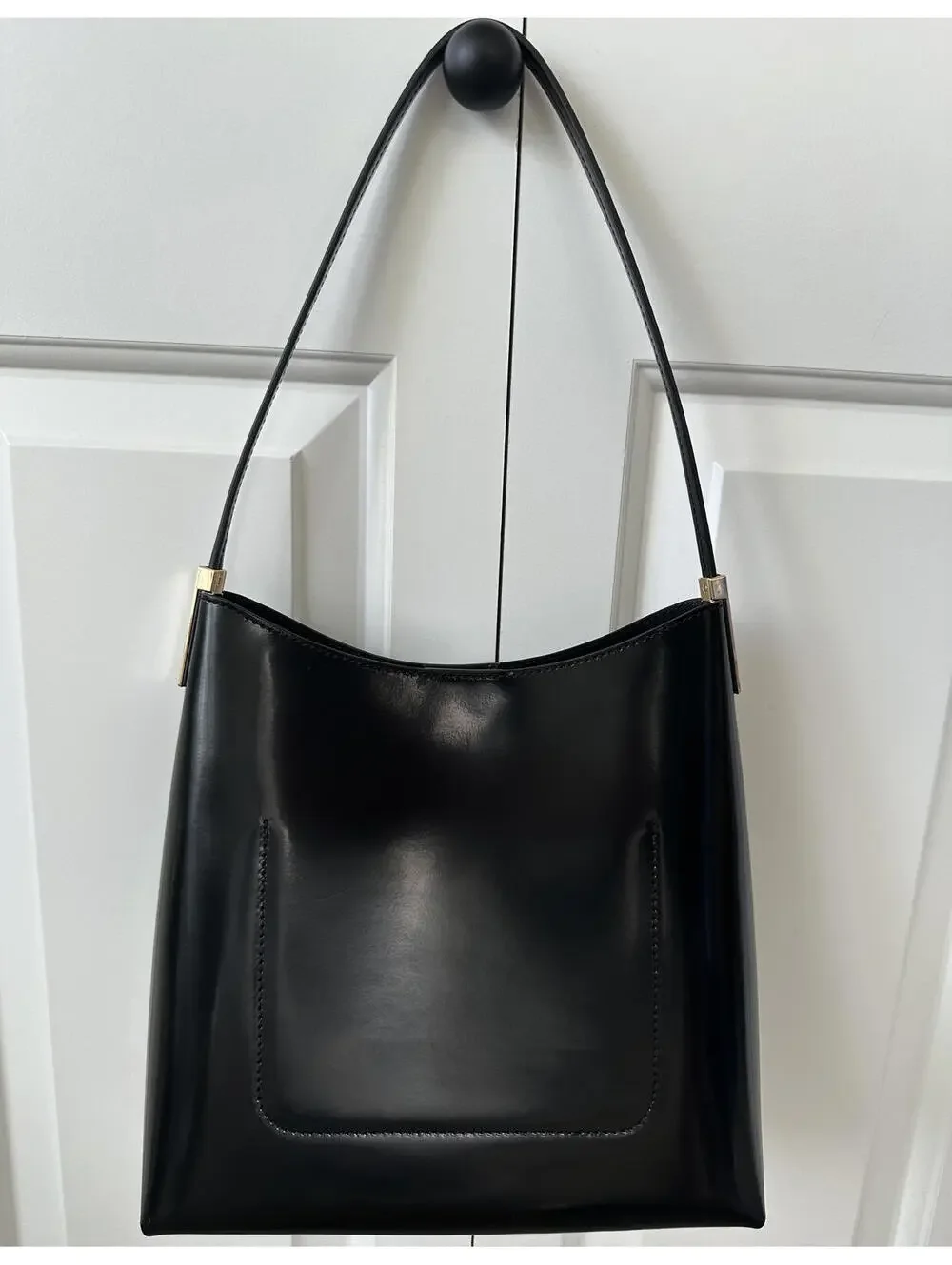 Tory Burch Robinson Spazzolato Leather Hobo Bag Black